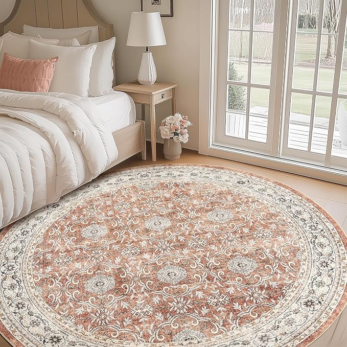 jinchan Round Rug 8ft Washable Circle Soft Rug - Image 4