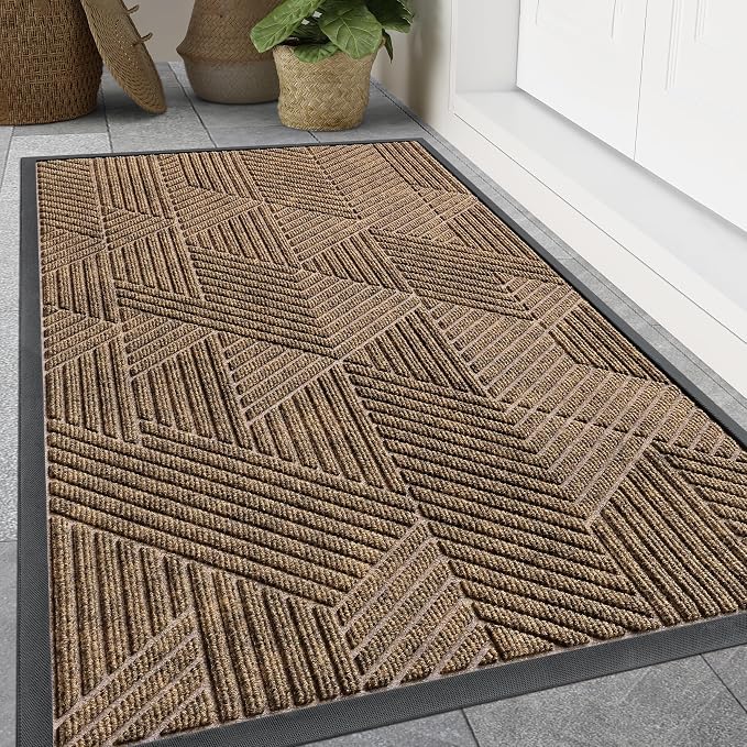 Smiry Front Door Mat Outside Entrance, Heavy Duty Sturdy Natural Rubber Doormat by Smiry