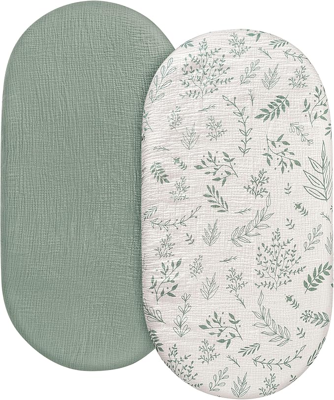 Muslin Bassinet Fitted Sheets, 2 Pack by LYRICHOMBABY