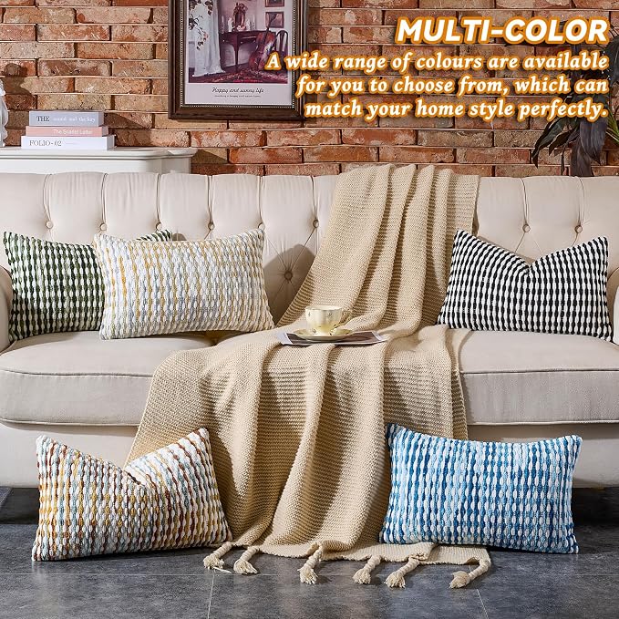AmHoo Set of 2 Boho Chenille Pillow Cover Decorative Tufted Pillowcase - Image 7