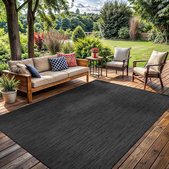Washable Indoor Outdoor Rug 6x9 Weather Resistant Area Rugs Modern Solid by LenaRug