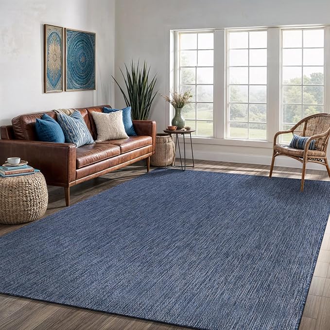 Washable Indoor Outdoor Rug 6x9 Weather Resistant Area Rugs Modern Solid - Image 6