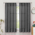 Simplebrand Grey Faux Linen Textured Curtains 63 Inch Length 2 Panels by Simplebrand