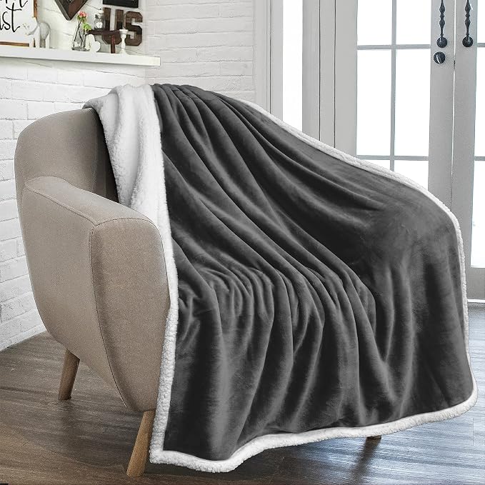PAVILIA Sherpa Fleece Throw Blanket by PAVILIA