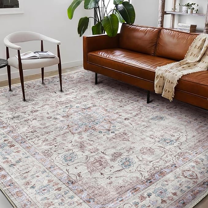 Washable Area Rug 10'x14' Boho Design Non-Shedding Easy Care Ideal - Image 2