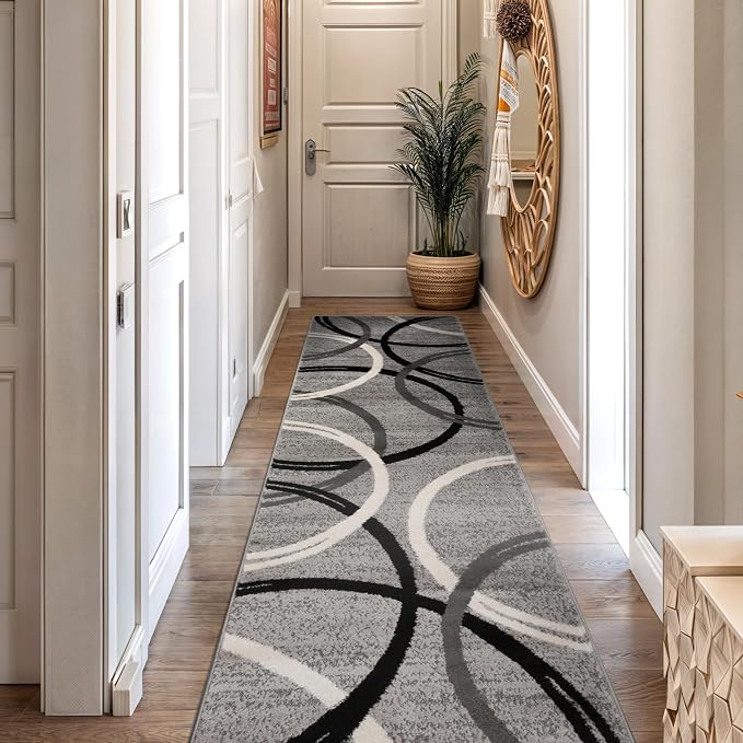 Rugshop Wavy Circles Design Runner Rug, Carpet by Rugshop