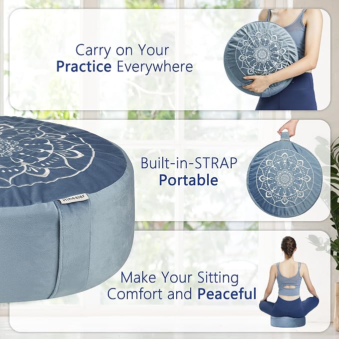 Hihealer Meditation Cushion, Traditional Tibetan Meditation Pillow Velvet Cover - Image 4
