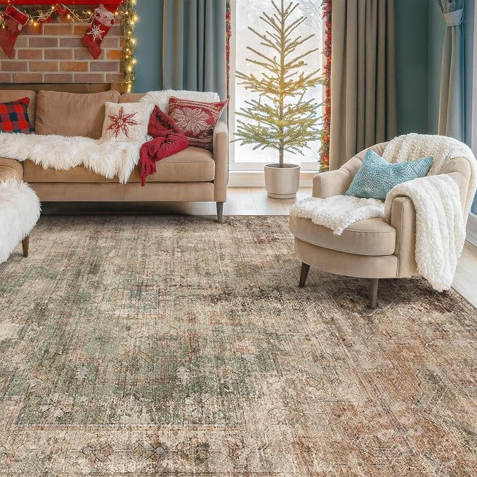 Vintage Dark 6x9 Living Room Rug by HazoHaus