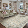 Beige Area Rug 5x7 Living Room Machine Washable Vintage Carpet Non Slip Indoor by PureCozy