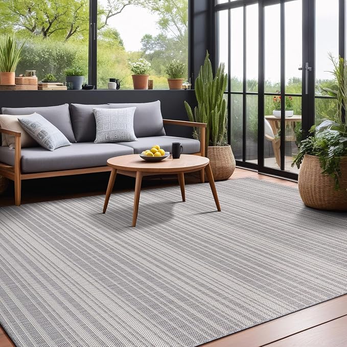 Stripe Outdoor Rug 8x10 Washable Outside Carpet - Image 10