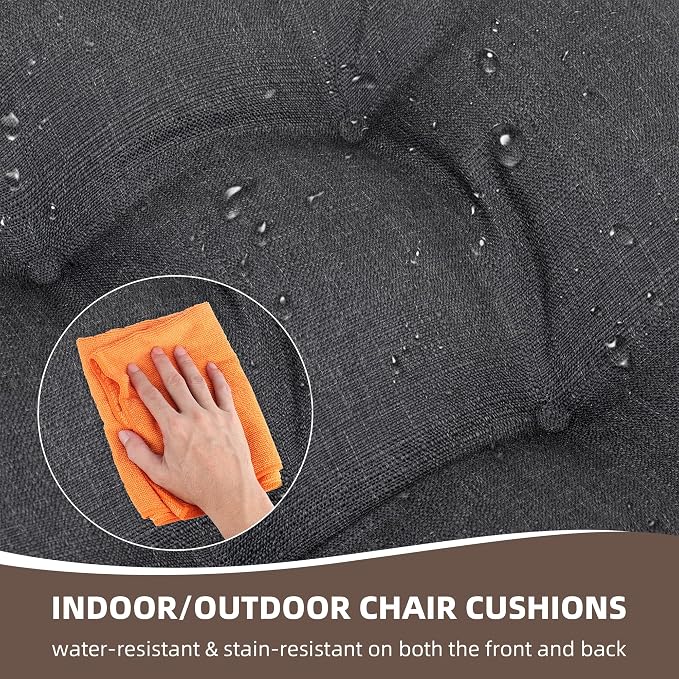 RACE LEAF Outdoor Seat Cushions Set of 2, Plump Filling Tufted Water-Resistant - Image 7