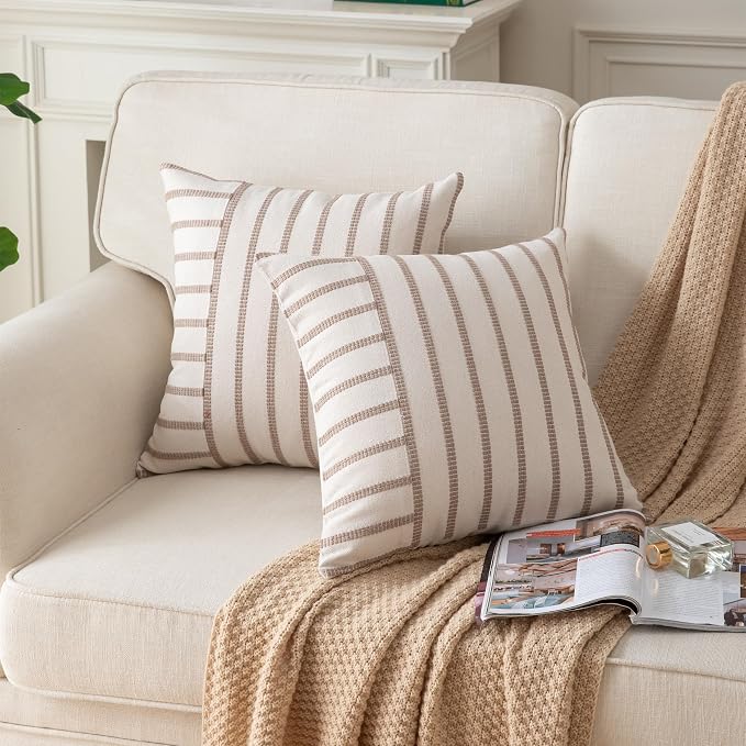 Caflife Boho Throw Pillow Covers 20x20 Set of 2 Soft Farmhouse Decorative Couch - Image 2