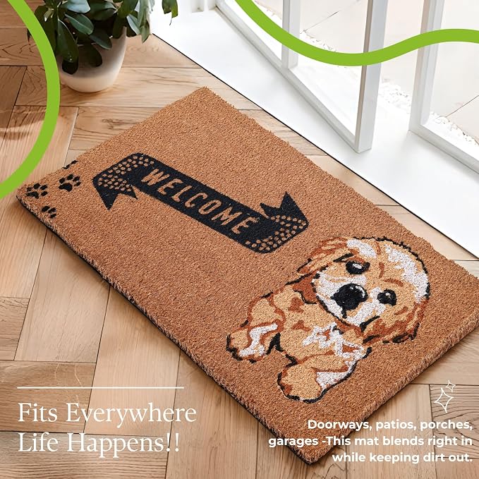 Coir Door Mats 17" X 30", Non-Slip Sturdy, PVC Backed Heavy Duty, Cute Little - Image 5