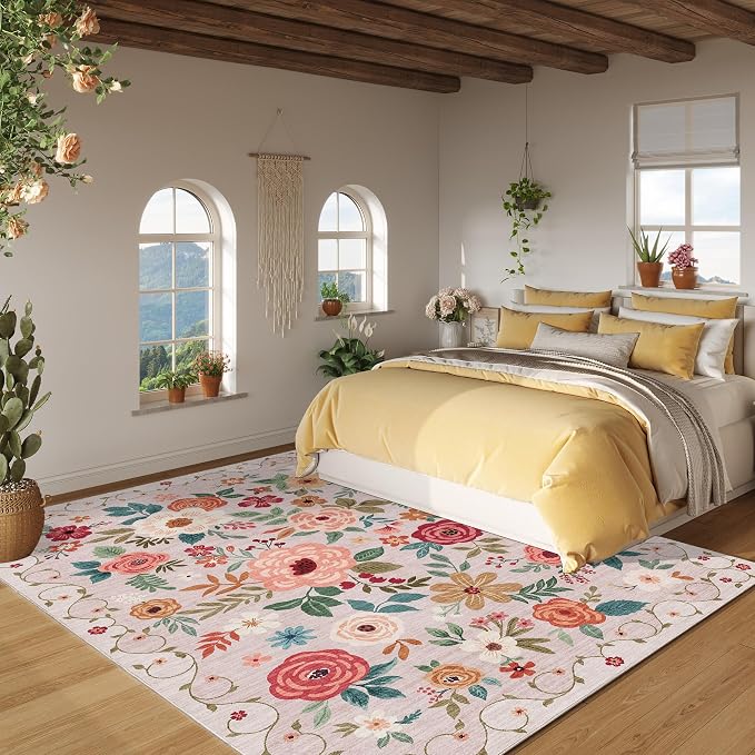 DUKINO 6x9 Area Rug, Floral Rugs - Image 4