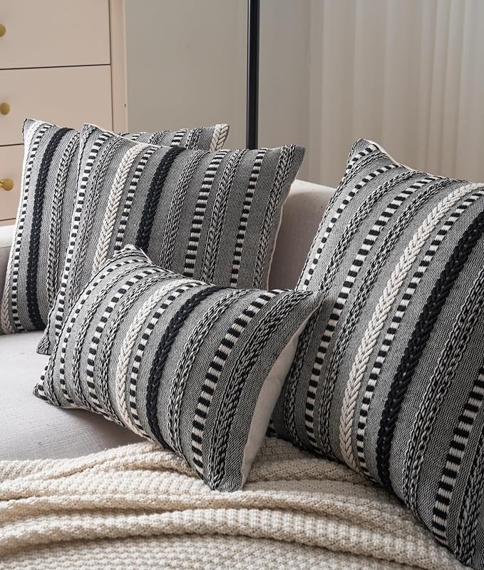 Boho Throw Pillow Covers 12x20 Inch Set of 2, Farmhouse Decorative Couch Pillow - Image 3