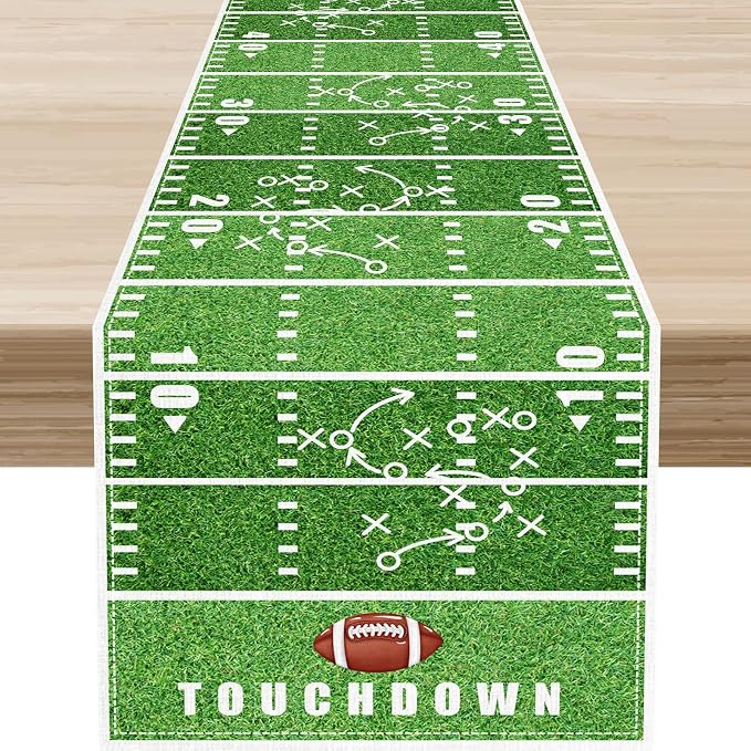 American Football Court Table Runner, Seasonal Rugby Football Game Day Touch by Unknown