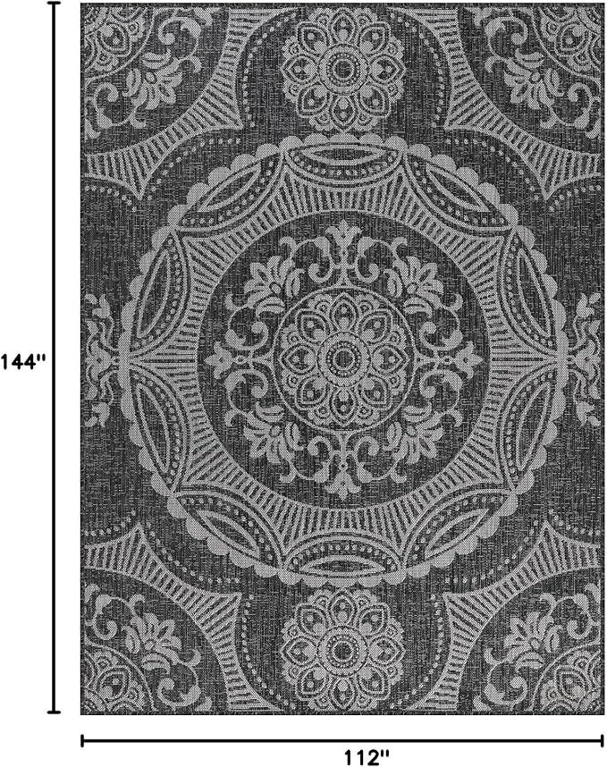 Medallion Outdoor Rug 9x12 Washable Outside Carpet - Image 2