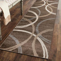 Rugshop Modern Wavy Circles Design Runner Rug, Non-Shedding Carpet by Rugshop
