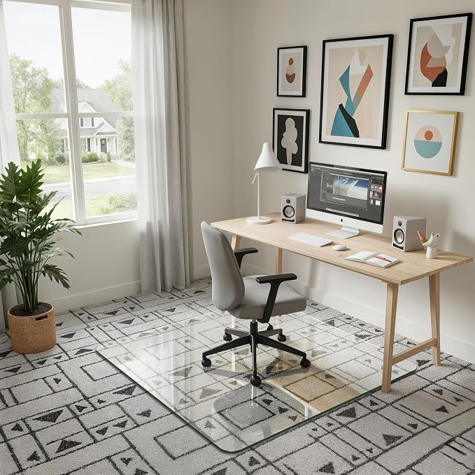 45"x45" Tempered Glass Office Chair Mat - Image 9