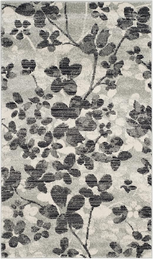 SAFAVIEH Evoke Collection 3' x 5' Grey/Black EVK236R Floral Non-Shedding Living - Image 2