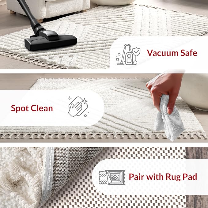 nuLOOM Risette Ivory, Soft and Textured, High Traffic, Stain Resistant - Image 2