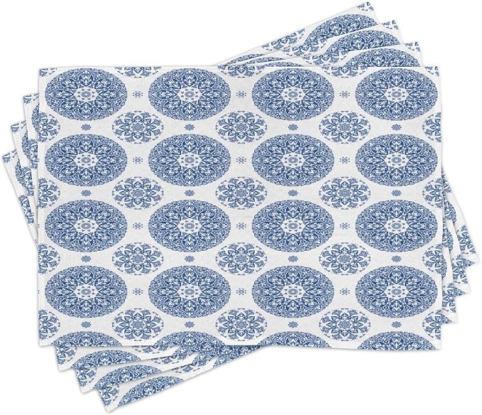 Ambesonne Vintage Place Mats Set of 4, French Country Style Floral Circular by Ambesonne