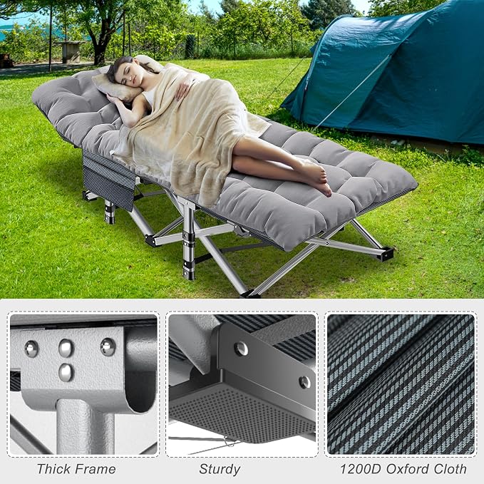 ABORON 2PK XXL Camping Cot for Adults 900LBS - Image 3