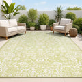 JONATHAN Y Weave Floral Indoor Outdoor Area Rug 3X5 Green/Cream, Tela Bohemian by JONATHANY