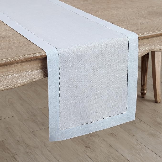 Solino Home Linen Light Blue Table Runner 132 Inches Long - Image 2