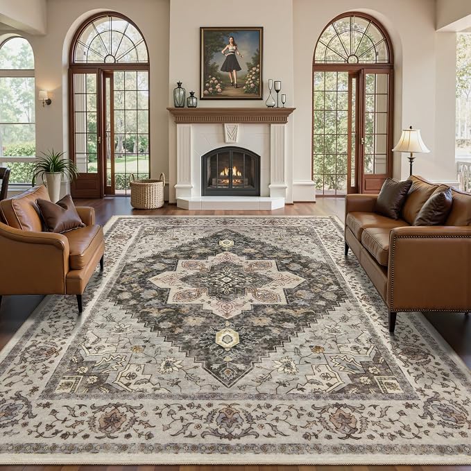 Tangsoo 9x12 Vintage Area Rugs for Living Room, Washable Indoor Non Slip Large - Image 6