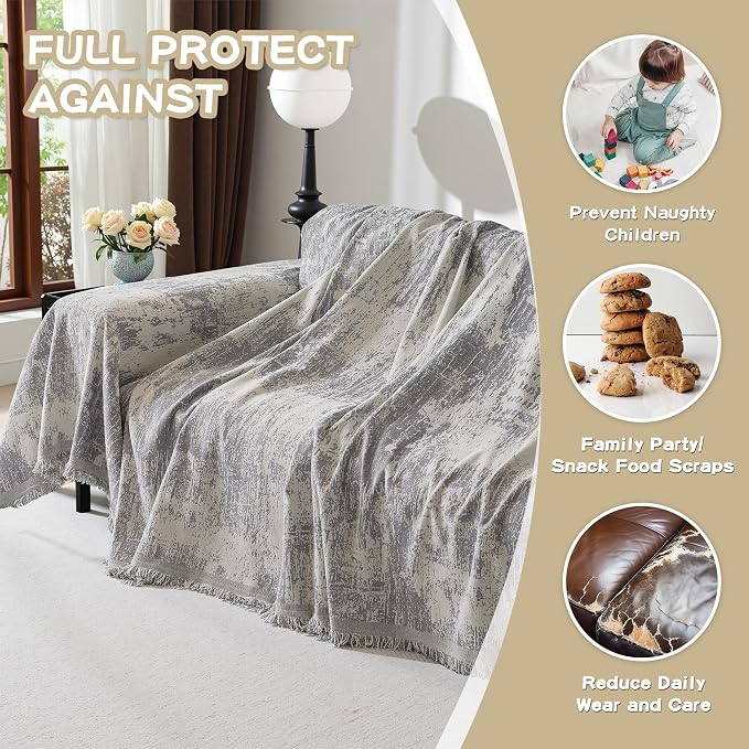 MEETSKY Couch Cover for Sectional Sofa Set Abstract Geometric Chenille Sofa - Image 4