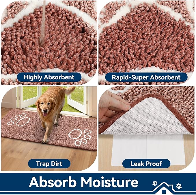 Bcoimo Super Absorbent Dog Door Mat, Pet Rugs - Image 4