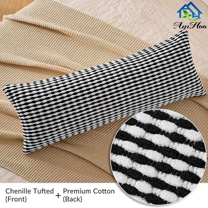 AmHoo Boho Chenille Pillow Cover Decorative Tufted Pillowcase - Image 3