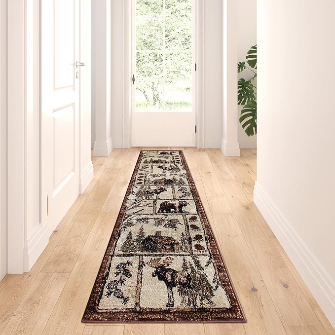 Cabin Style Area Rug Runner 2 Feet 2 Inch X 7 Feet 2 Inch Design L-362 by Lodge