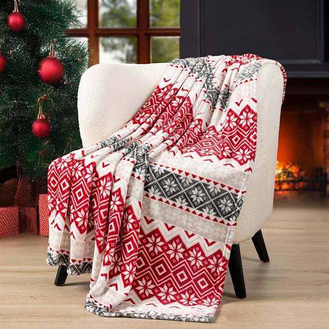 PAVILIA Christmas Throw Blanket | Holiday Christmas Red Fleece Blanket | Soft - Image 2