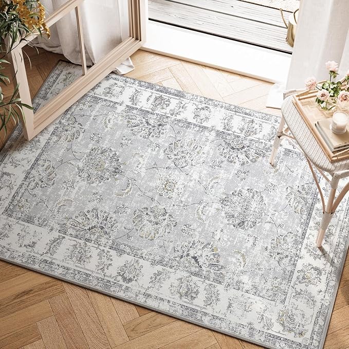 jinchan Fiora Floral 2x3 Rugs for Entryway by JINCHAN