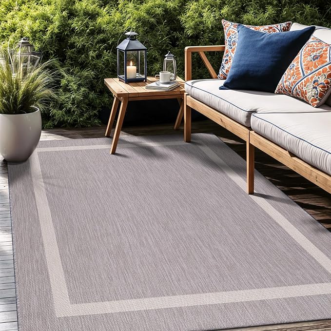 Bordered Outdoor Rug 8x10 Washable Outside Carpet - Image 7