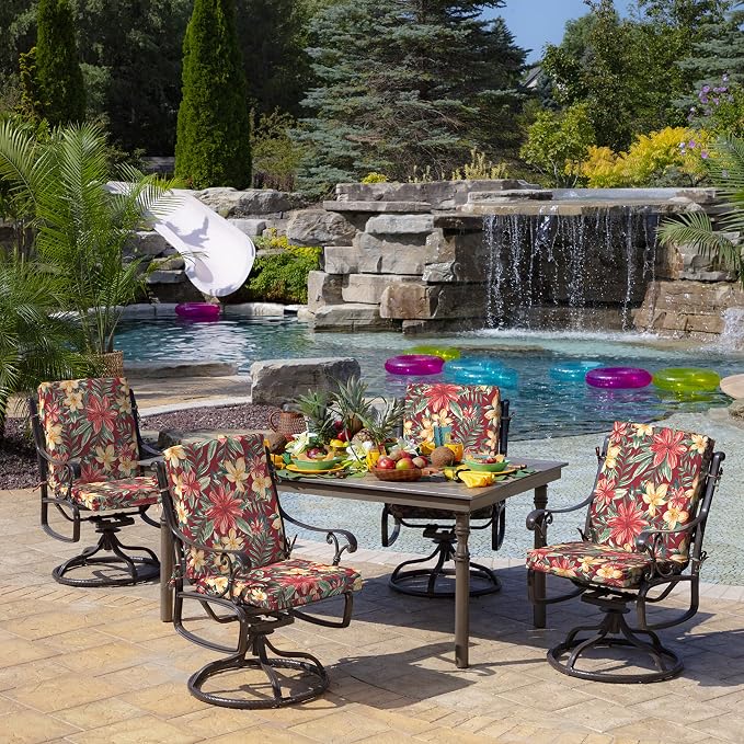 Arden Outdoor Midback Chair Cushion, 18 x 16.5, Rain-Proof, Fade Resistant Ruby - Image 5