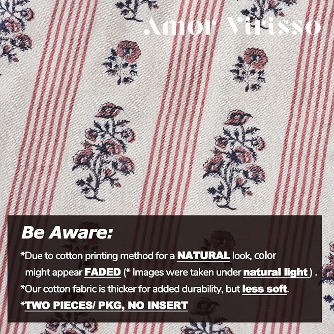 Amor Virisso Floral Throw Pillow Covers 20x20 Set of 2 Block Print Pillow - Image 3