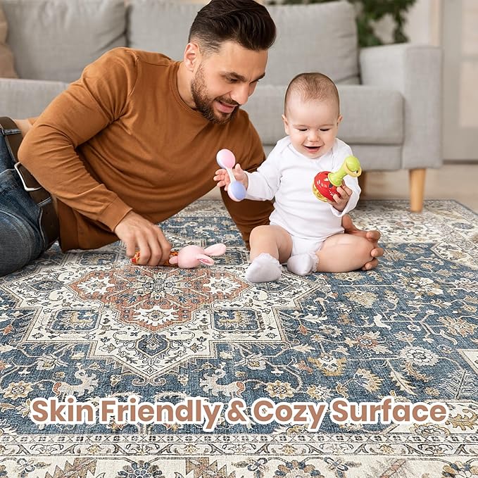 Vintage Living Room Area Rug 5x8 - Image 3