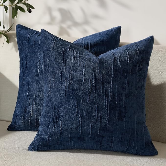 Set of 2 Soft Textured Throw Pillow Covers 16x16, Invisible Zipper Neutral by HOME