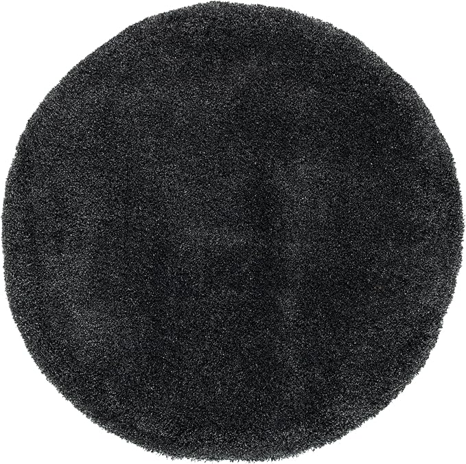 SAFAVIEH Milan Shag Collection 7' Round Dark Grey SG180 Solid Non-Shedding - Image 3