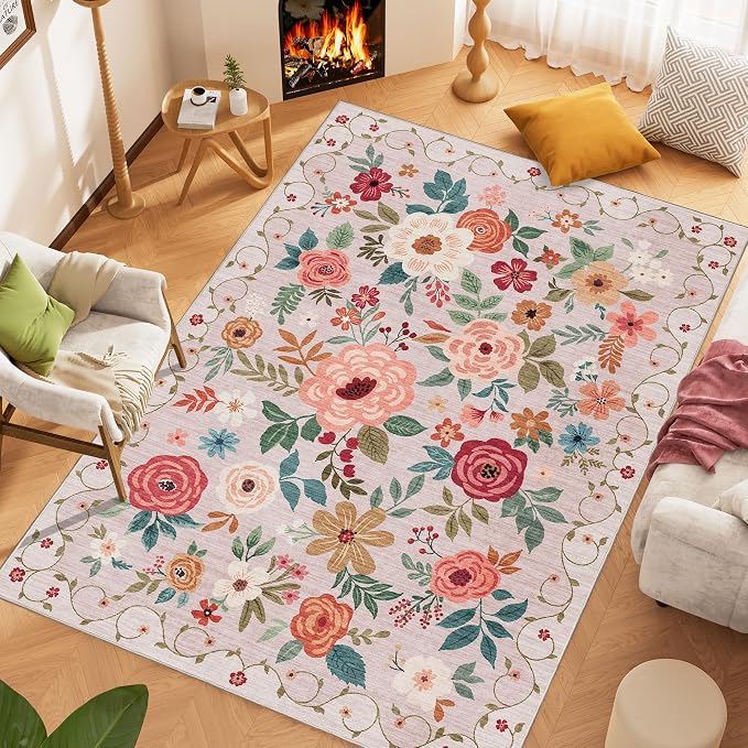 DUKINO 6x9 Area Rug, Floral Rugs - Image 2