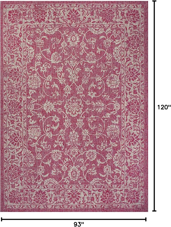 JONATHAN Y Weave Floral Indoor Outdoor Area Rug 8X10 Fuchsia/Light Gray - Image 2