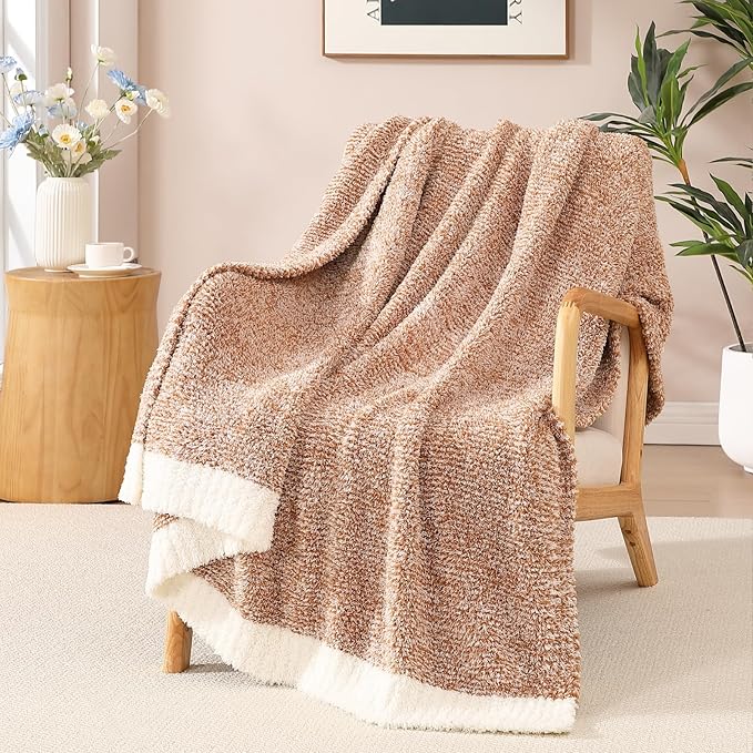 WRENSONGE Throw Blanket Cationic Dyeing Burnt Orange Soft Cozy Fluffy Warm Hand by WRENSONGE