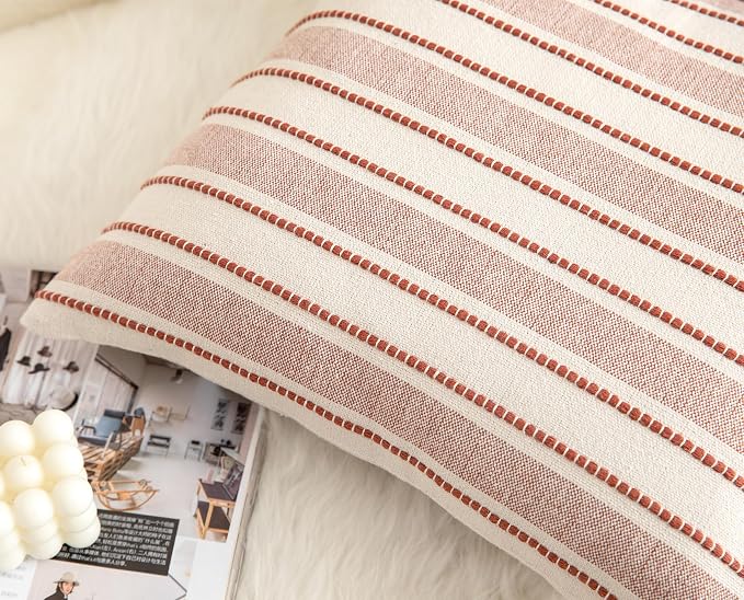 Decorative Boho Throw Pillow Covers, Farmhouse Textured Pillow Case, 20 x 20 - Image 4