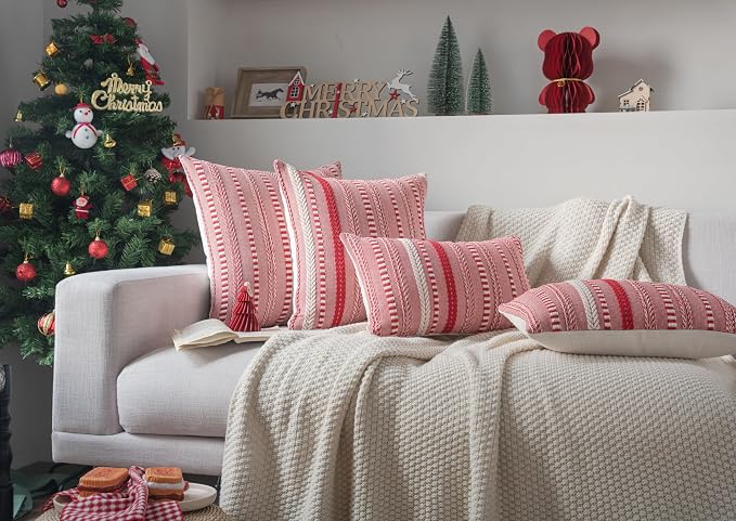 Christmas Pillow Covers 18x18 Inch Set of 2, Farmhouse Boho Christmas - Image 6