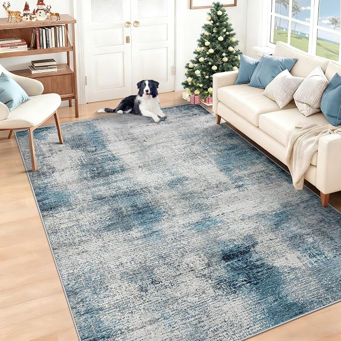 5x7 Area Rugs for Living Room: Washable Rug Modern Abstract Neutral Soft Rugs by LOSBULAKE