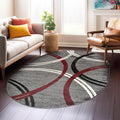 Rugshop Modern Wavy Circles Design Non-Shedding Oval Rug, Carpet by Rugshop