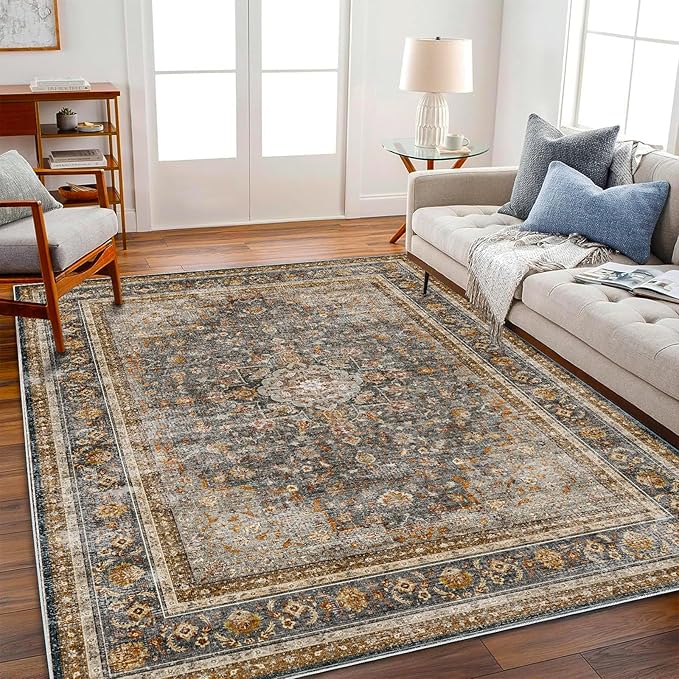 Washable Area Rug 4'x6' Traditional Floor Cover Foldable Thin Rugs Retro - Image 2